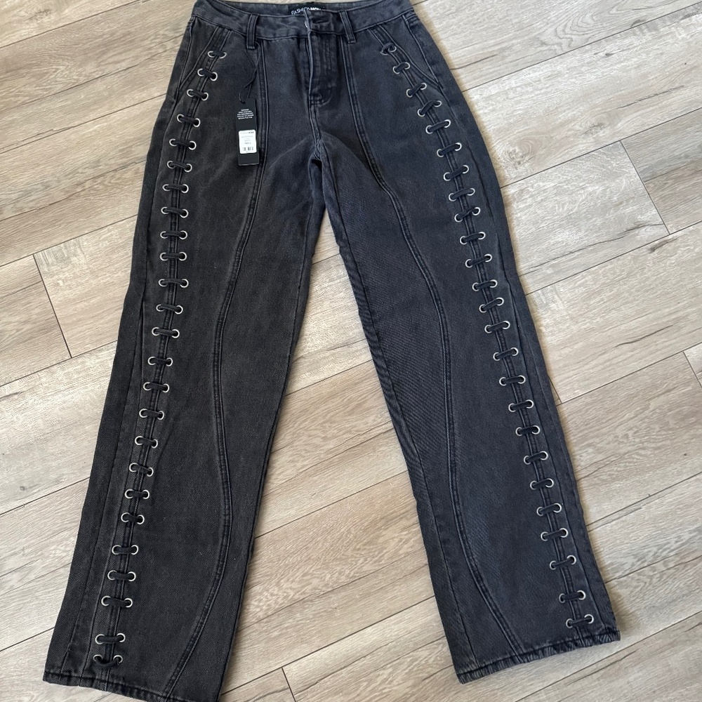 NWT lace up straight leg Jean